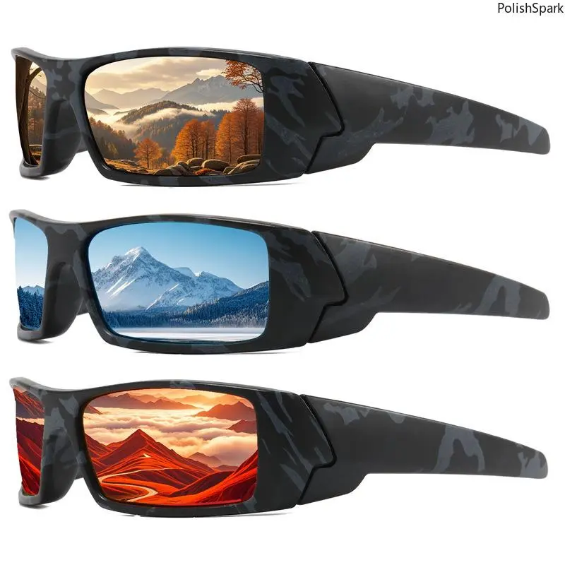 Tactical Camouflage Polarized Sports Sunglasses for Men Women – HD Anti-Glare Wrap Around Cycling Glasses | UV400 Heavy-Duty Running Fishing Driving Camo Sun Shades PC Frame,summerwins