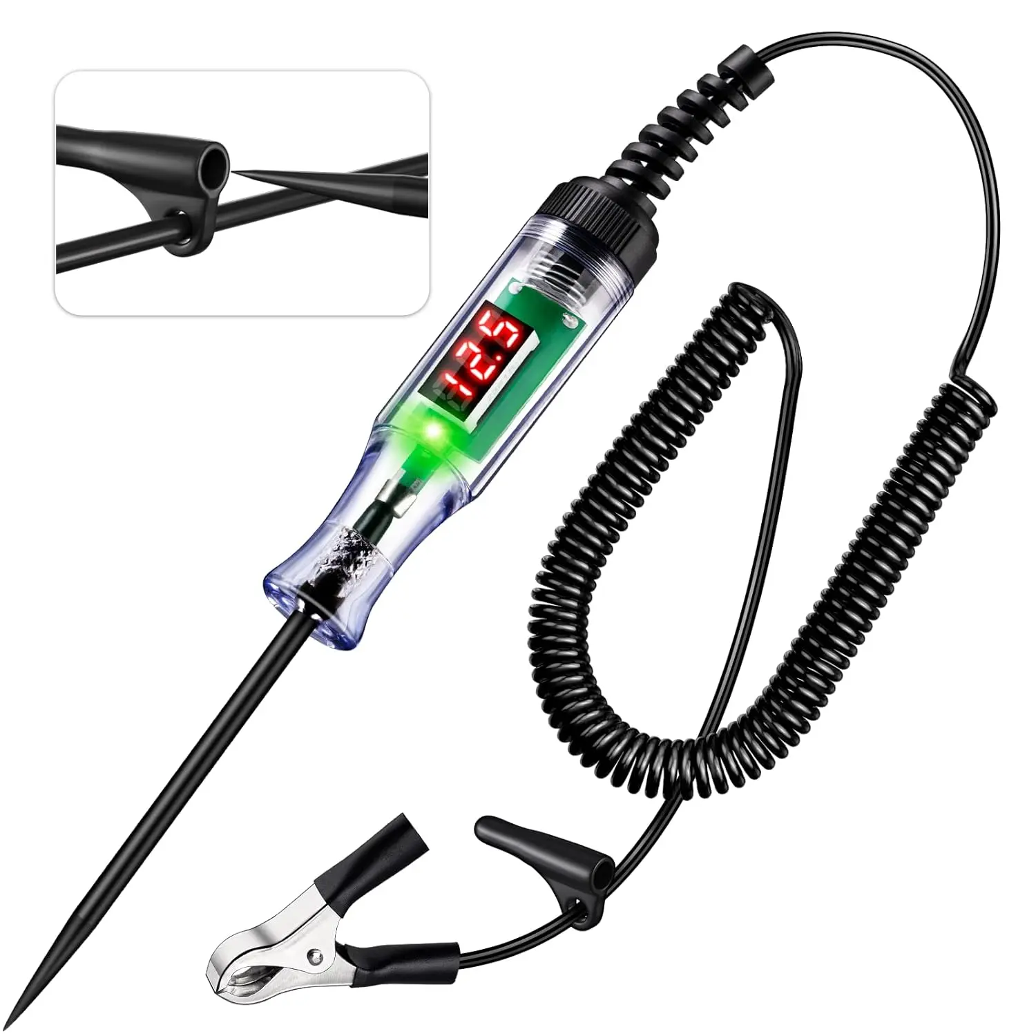 Automotive Test Light with 3-48V LED Digital Voltage Display, Auto Circuit Tester with Voltmeter & Dual Color Polarity Indicate, Electric Test Pen w/Stainless Probe for Car/Truck/SUV Checker
