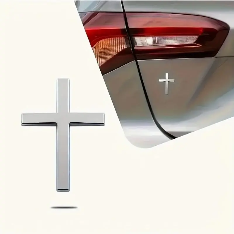 Christian Cross Sticker, Chrome Embossed, Zinc Alloy Material, 3D Waterproof Reflective, for Cars, Motorcycles, Suvs, All Vehicle Types