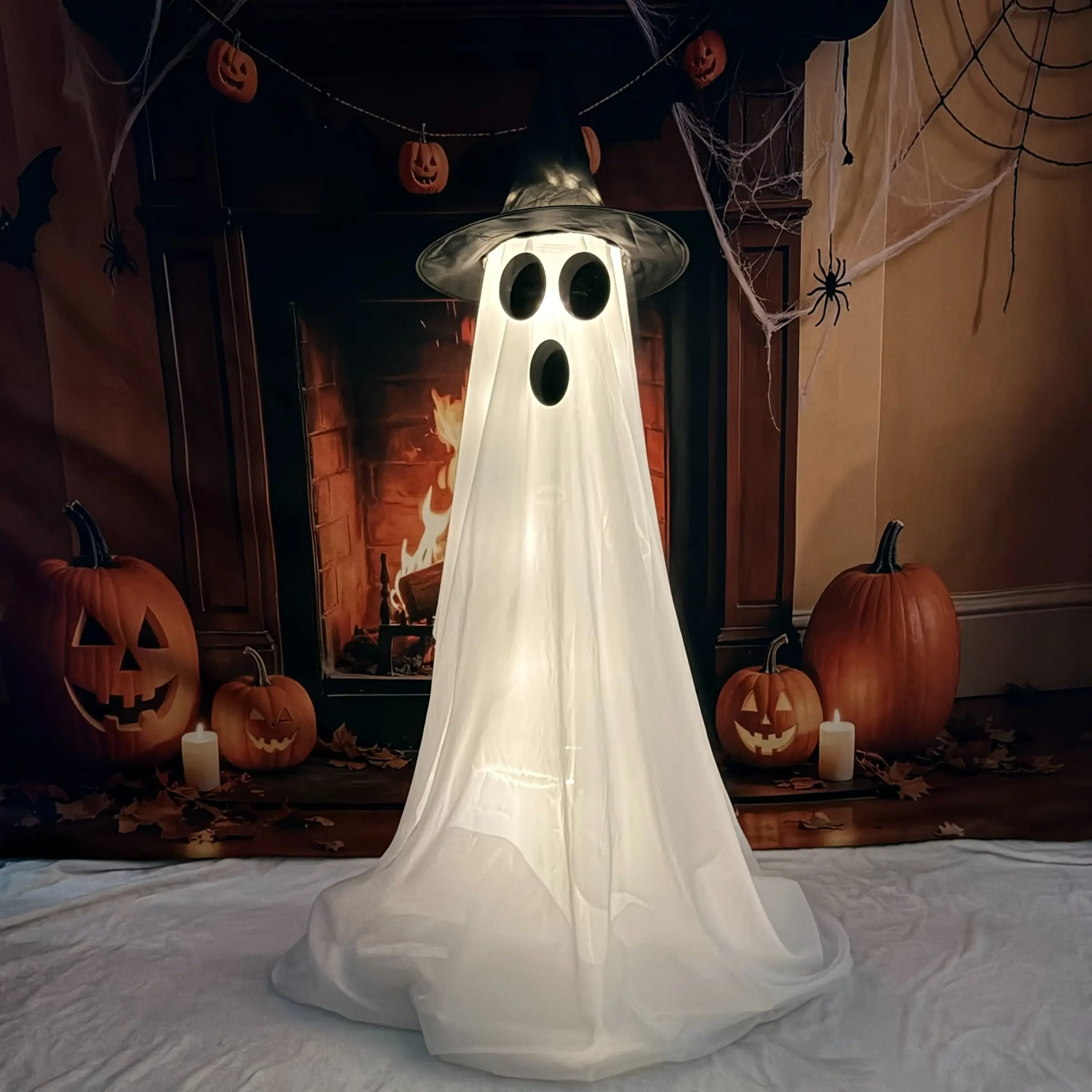 Halloween Decorations Indoor - 2 Pack Light Up Ghosts Easy to Assemble Adjustable Height Spooky Wicked Ornament Halloween Party Decorations for Porch Yard Mantel Home