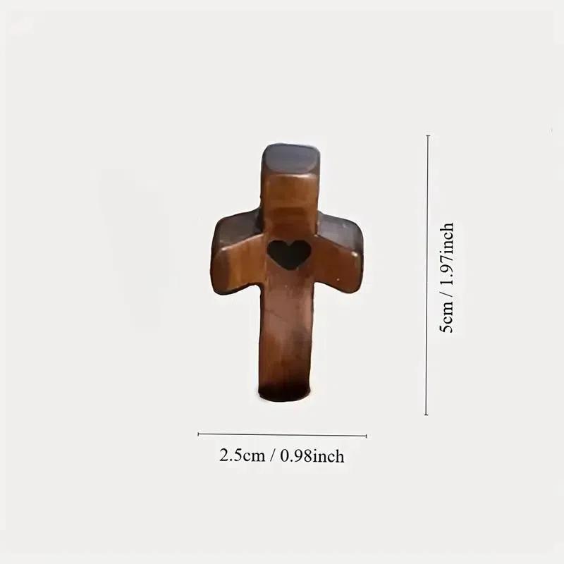 Wooden Cross Charm, 2 Counts/set Heart Pattern Wooden Cross Ornament, Encouragement Gift for Friends, Party Favors for Birthday Wedding, Heart Design Charm
