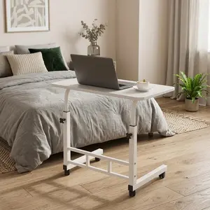 Height Adjustable Mobile Standing Desk with Rolling Wheels, Portable Small Rolling Laptop Computer Workstation, Multi Purpose Height Adjustable Table for Home Office Study Bedroom