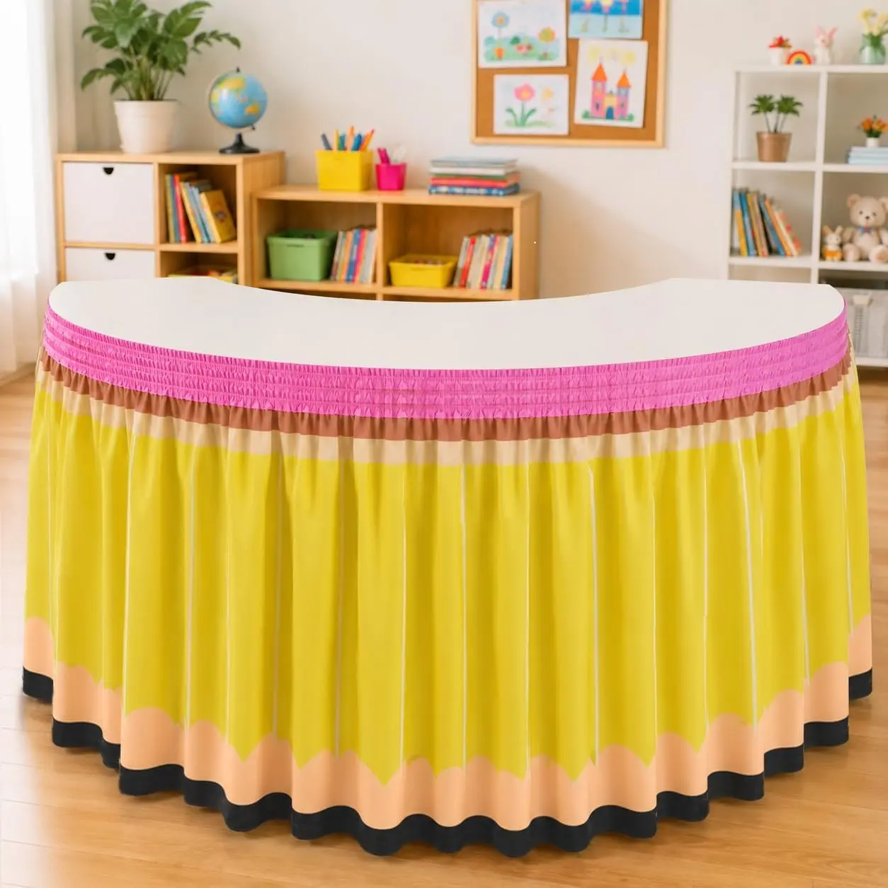 Pencil Table Skirt, Welcome Back Party Decoration, Teacher Office Curtain, Classroom Decor, Office Desk Accessory, Event Supplies