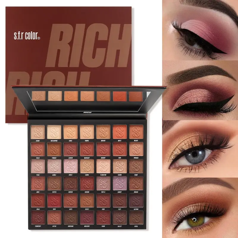 42 Colors Fiery Eyeshadow Palette, Matte Shimmer Highly Pigmented Eye Shadow Set, Bold Warm Vibrant Multi‑Color Shades, Blendable Long‑Wear Eyeshadow for Daily Party & Dramatic Eye Makeup