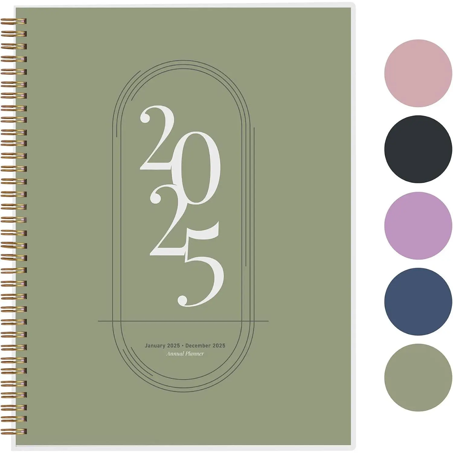 2025 Weekly Planner - Annual Weekly  Monthly Agenda Planner, Jan - Dec 2025, Flexible ver, Notes Pages, -Wire Binding (8.5 x 11-Inches, Green)