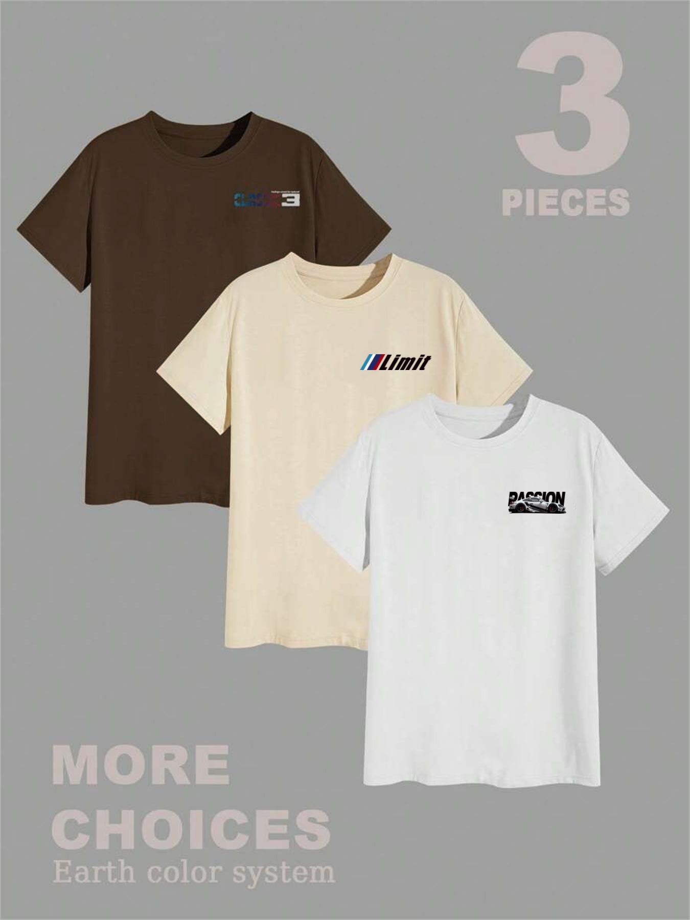 Men's Car Graphic Tee, Regular Fit Casual Short Sleeve Round Neck T-shirt for Summer, Men's Top for Daily Wear, Casual Style Tee