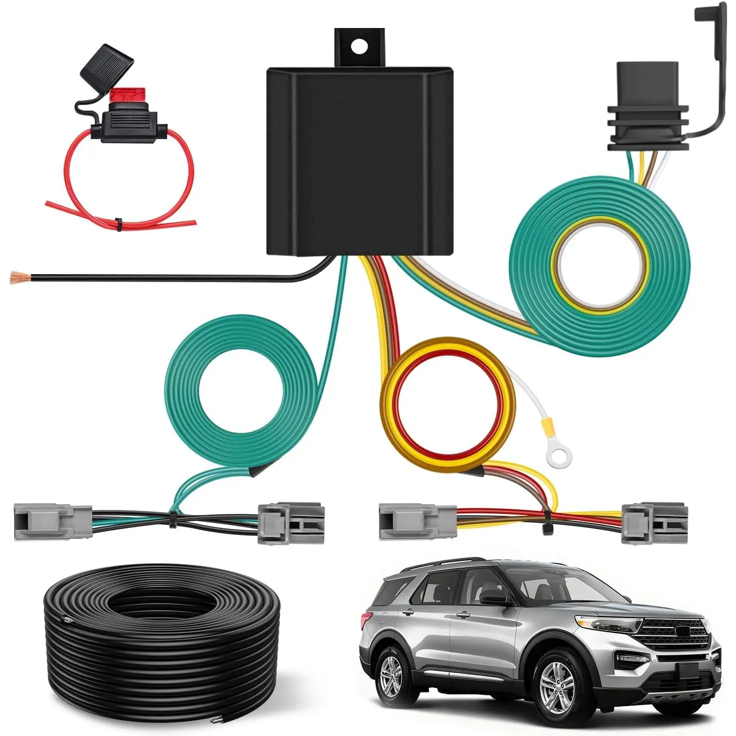 Nilight 4 Pin Trailer Wiring Harness Kit 56093  Standard 4 Way Connector Custom with 2020 2021 2022 2023 2024 Ford Explorer 2011 2012 2013 2014 15 16 17 18 2019 Taurus 13-16 Lincoln MKS