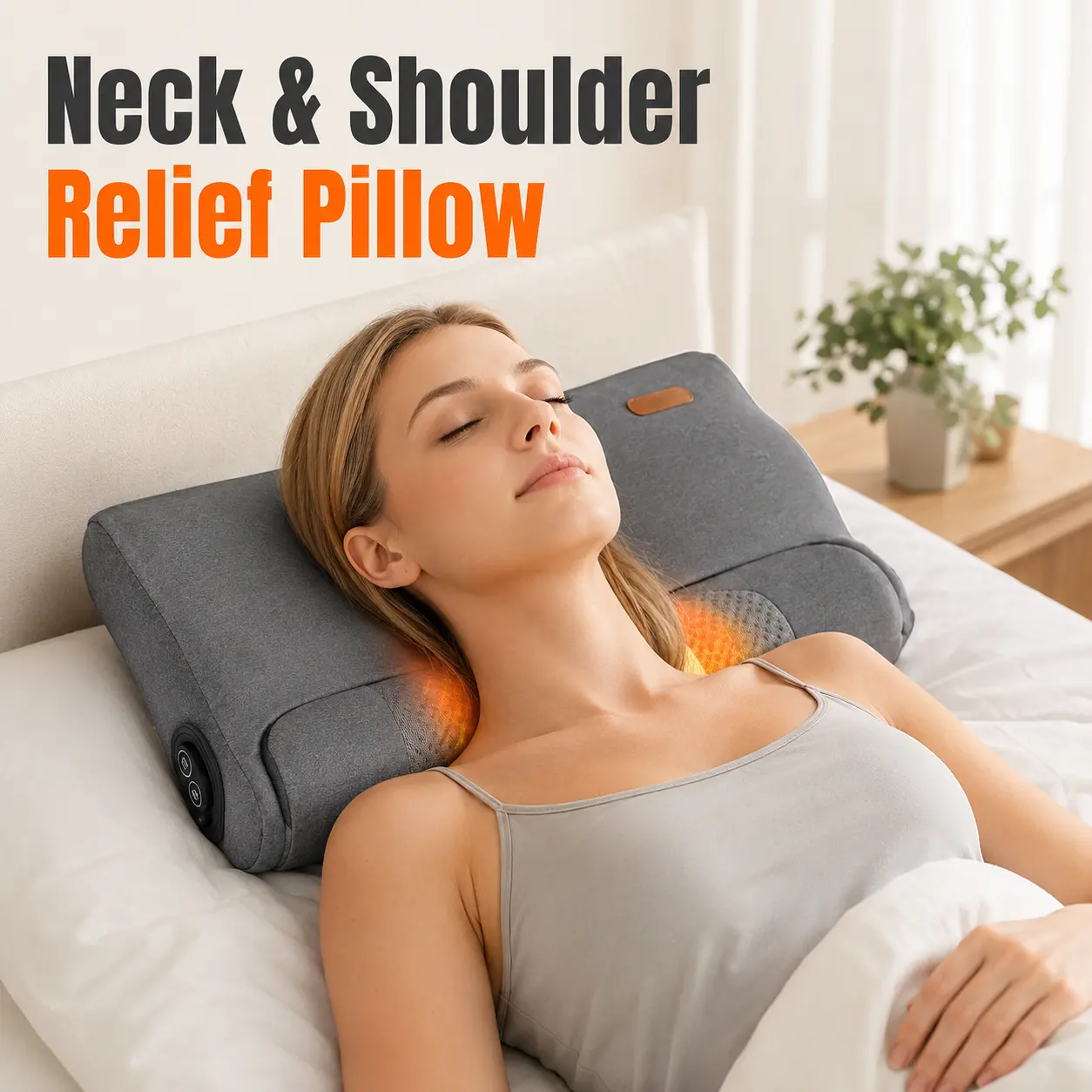 Ergonomic Neck Massage Pillow (Model 5595) - Memory Foam, 3 Heat Levels, 3 Vibration Modes, 30-Min Auto Timer, Adjustable Lightweight Design for Indoor Leisure & Outdoor Recreation