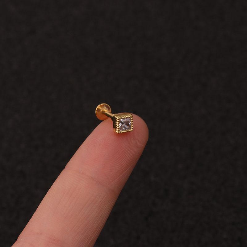 24Pcs 16G Gold CZ Internally Threaded Labret Set, 316L Stainless Steel Cartilage Stud Pack, Hypoallergenic Internally Threaded Nose Studs for Women Men