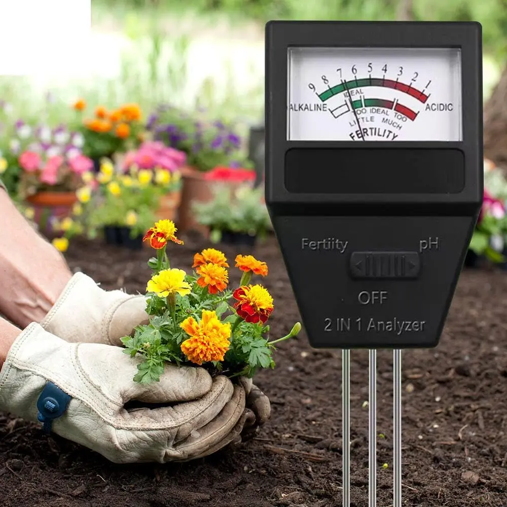 2-in-1 Soil Acidity and Fertility Tester with 3 Probes, Portable Gardening Measuring Device, Accurate Soil PH & Nutrient Detector, Soil Test Meter for Farmland, Garden, Potted Plants, Flowers and Vegetable Planting