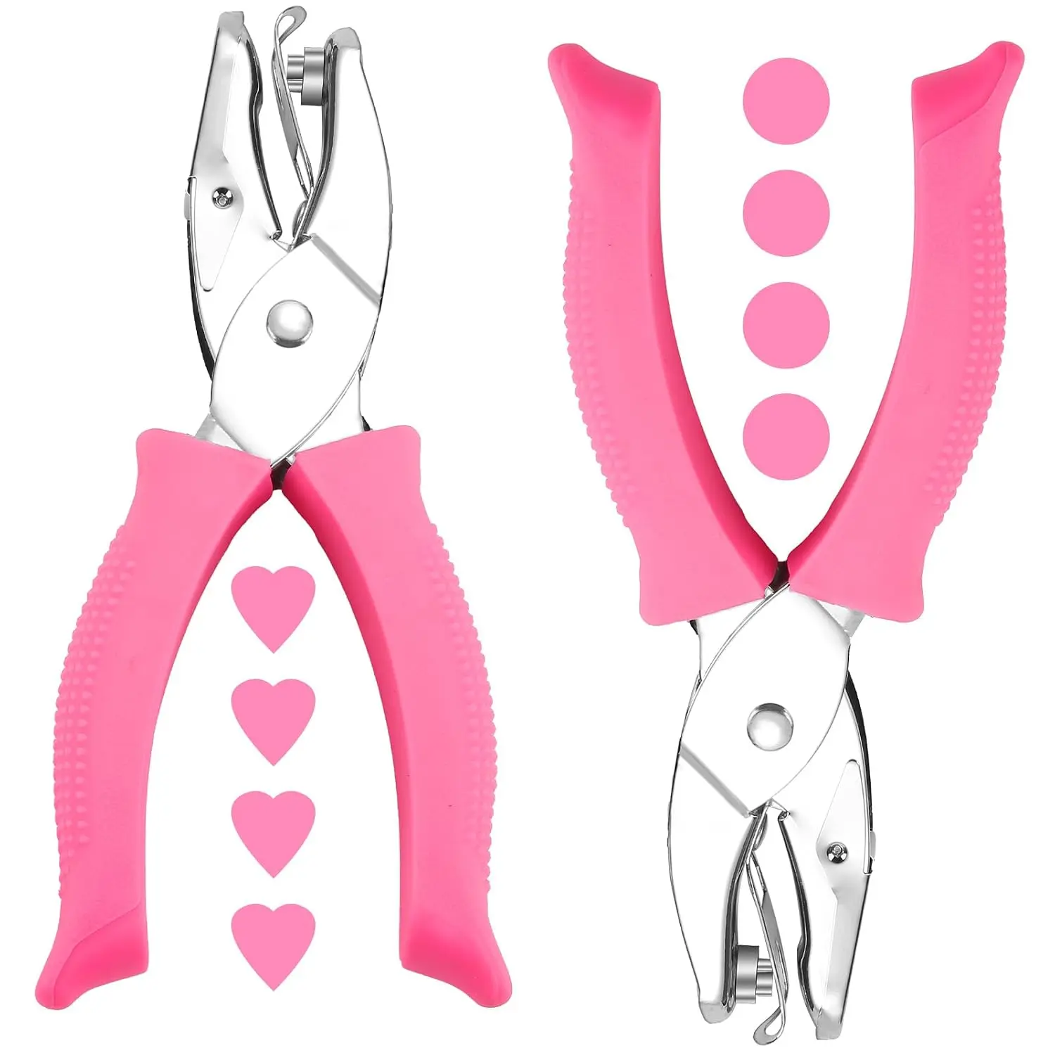 2-Pack Single Hole Punch Kit, Durable Stainless Steel Hole Punchers with 1/4" Heart & Round Punch,  for Scrapbooking, Card Making & DIY Crafts