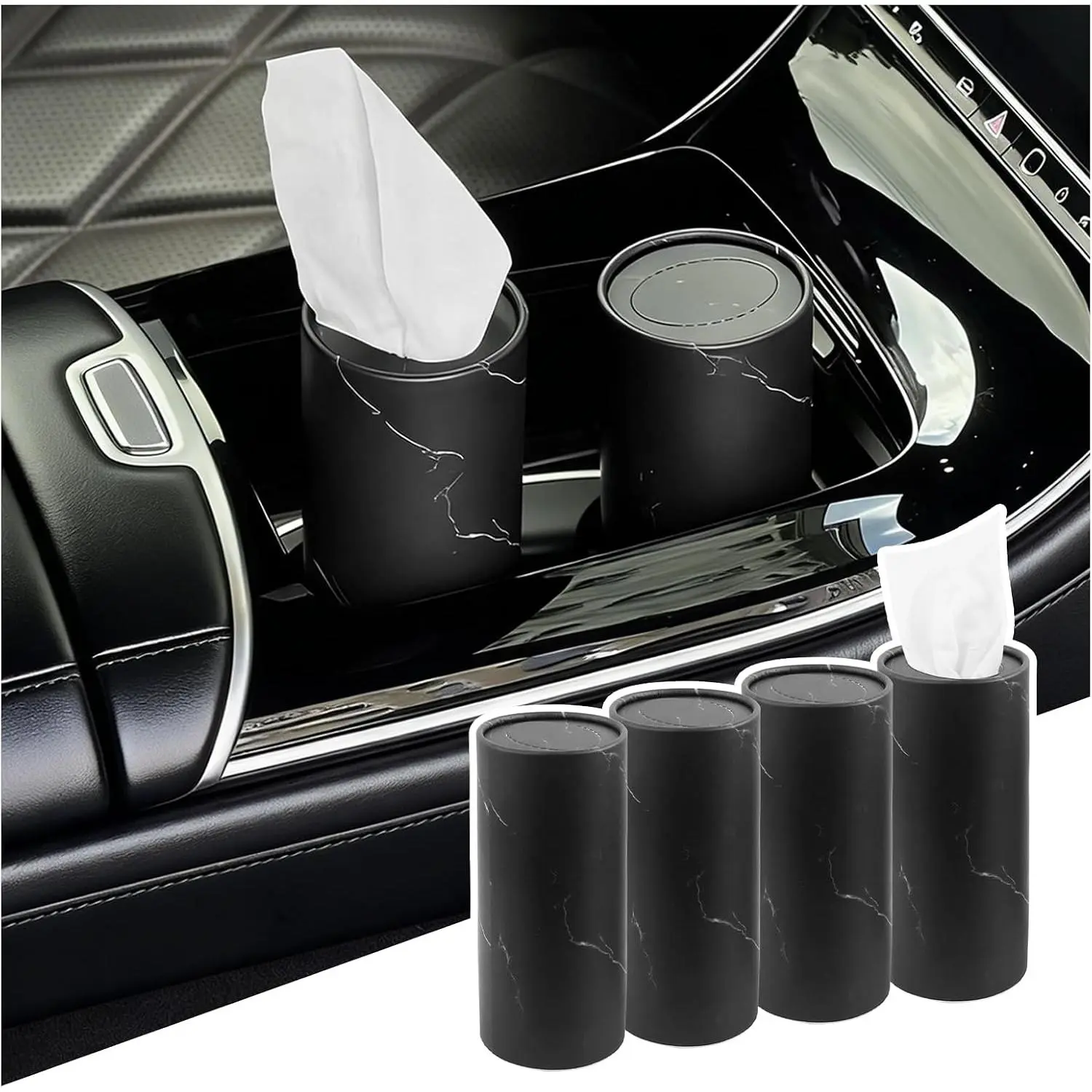 4 count  Tissue Holder  50 Facial Tissue,Minimalist  Tissues Cylinder for Quick Kleenex Extraction,Round Cup Holder Tissues for  Interior Accessories