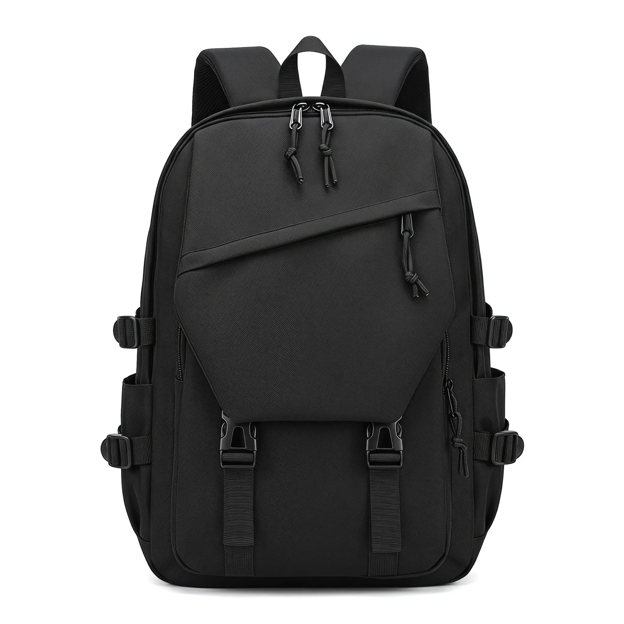 Large Capacity Backpack for Teens, Unisex Nylon Outer School Pack, Waterproof Solid Plain Casual Travel Bag with Laptop Compartment, Lightweight Durable for Middle/High School & College, Patchwork Trim, Backpacks For School, Adjustable Strap