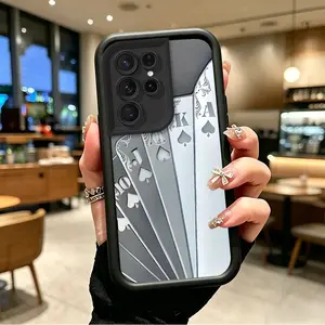 Durable Casing for Samsung GALAXY S21 ULTRA Smartphone - Enhanced Shockproof TPU, Silver Spade JQKA Array, Celestial Eye Layered Soft Silicone, Button Accessories, Handheld Cover with Camera & Screen Protector JT37443