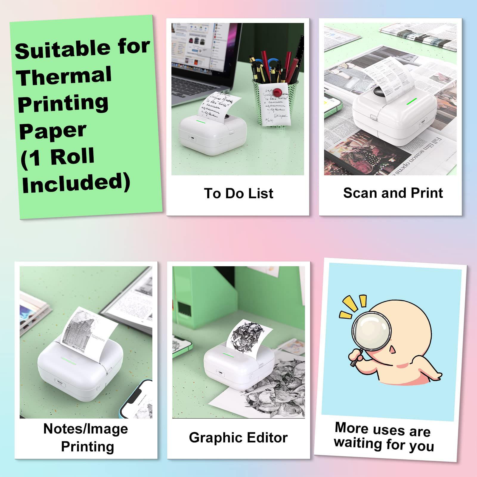 Portable Thermal Printer with Printer Paper & Marker & Sticker, 1 Set Mini Portable Thermal Bluetooth-compatible Printer, Office Supplies, Thermal Label Maker