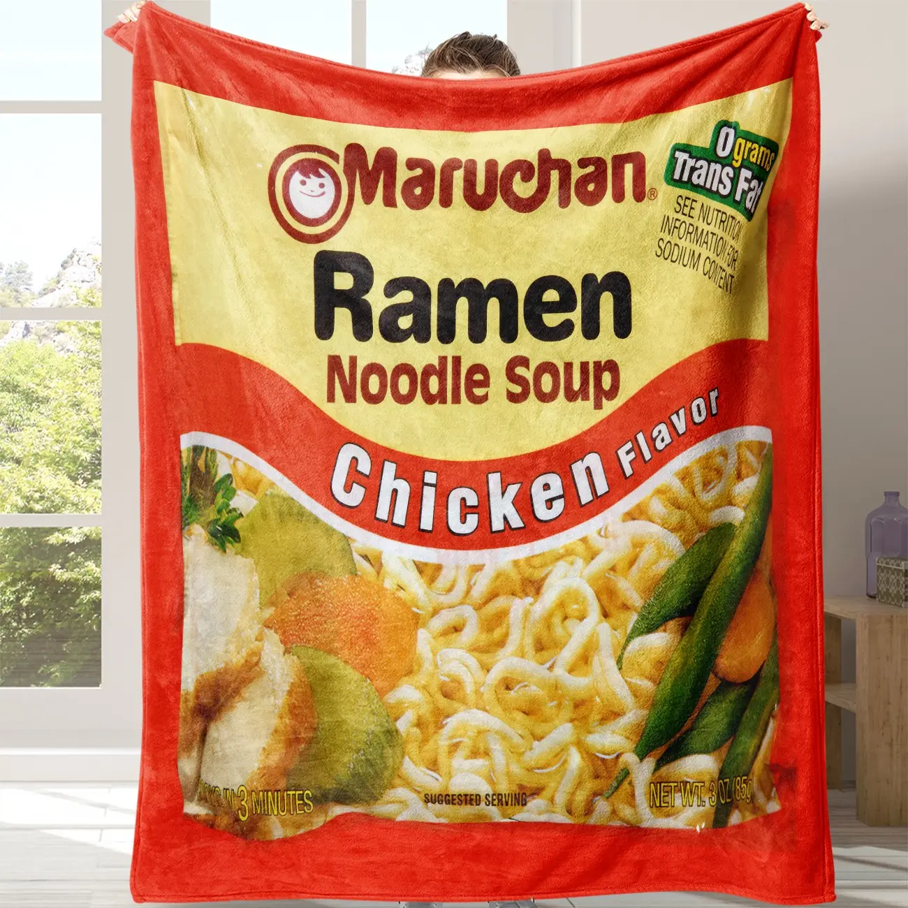 1pc Chicken Ramen Flannel Blanket, Soft and Comfortable, Ideal for All Seasons, Perfect Gift for School, Office, Home, Picnic, Travel