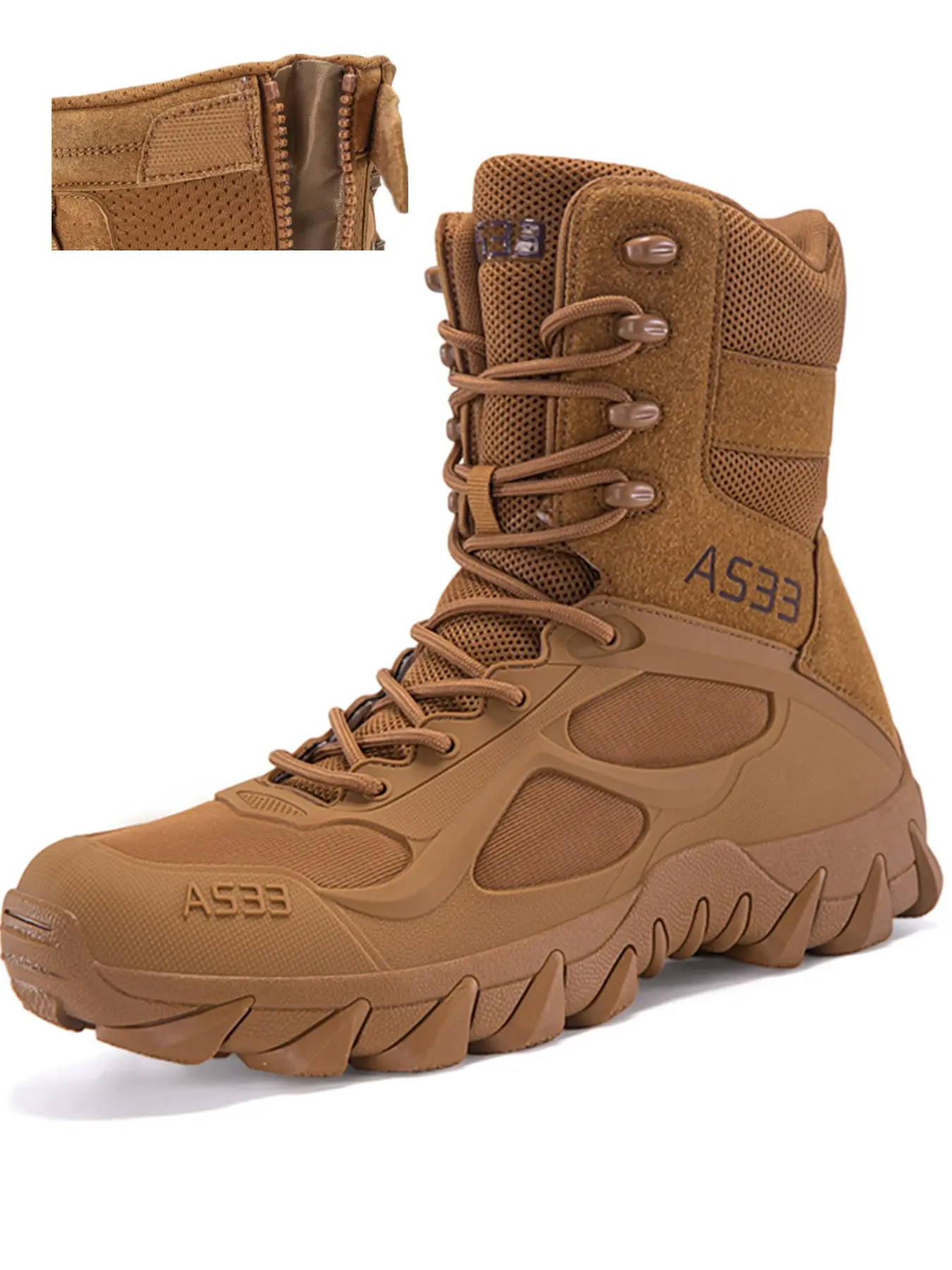 Men's High-Top Tactical Boots, Tactical Shoes, Army Shoes, Combat Shoes, Side Zip Design, Quick On/off, Rubber Anti-Slip Sole, Breathable Fabric, All Season, Outdoor Activities, Outdoor Work Footwear