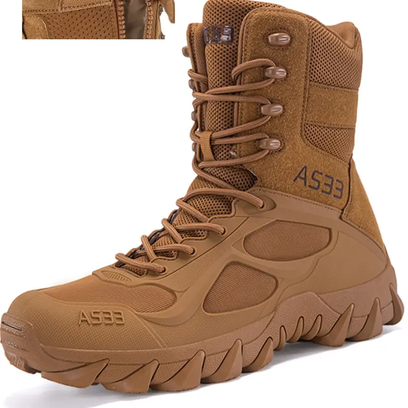 Men's High-Top Tactical Boots, Tactical Shoes, Army Shoes, Combat Shoes, Non Slip Work Shoes, Side Zip Design, Quick On/off, Rubber Anti-Slip Sole, Breathable Fabric, All Season, Outdoor Activities, Outdoor Work Footwear