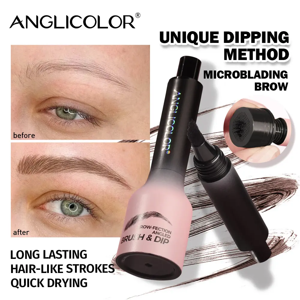 ANGLICOLOR 1.5g Viral Press & Dip Eyebrow Gel Pen Angled Brush Create Hair‑Like Wild Brow Strokes Quick Drying Long‑Wearing Sweat Resistant Easy For Beginner Build Natural Brow For Commute Outdoor Gym Daily Makeup