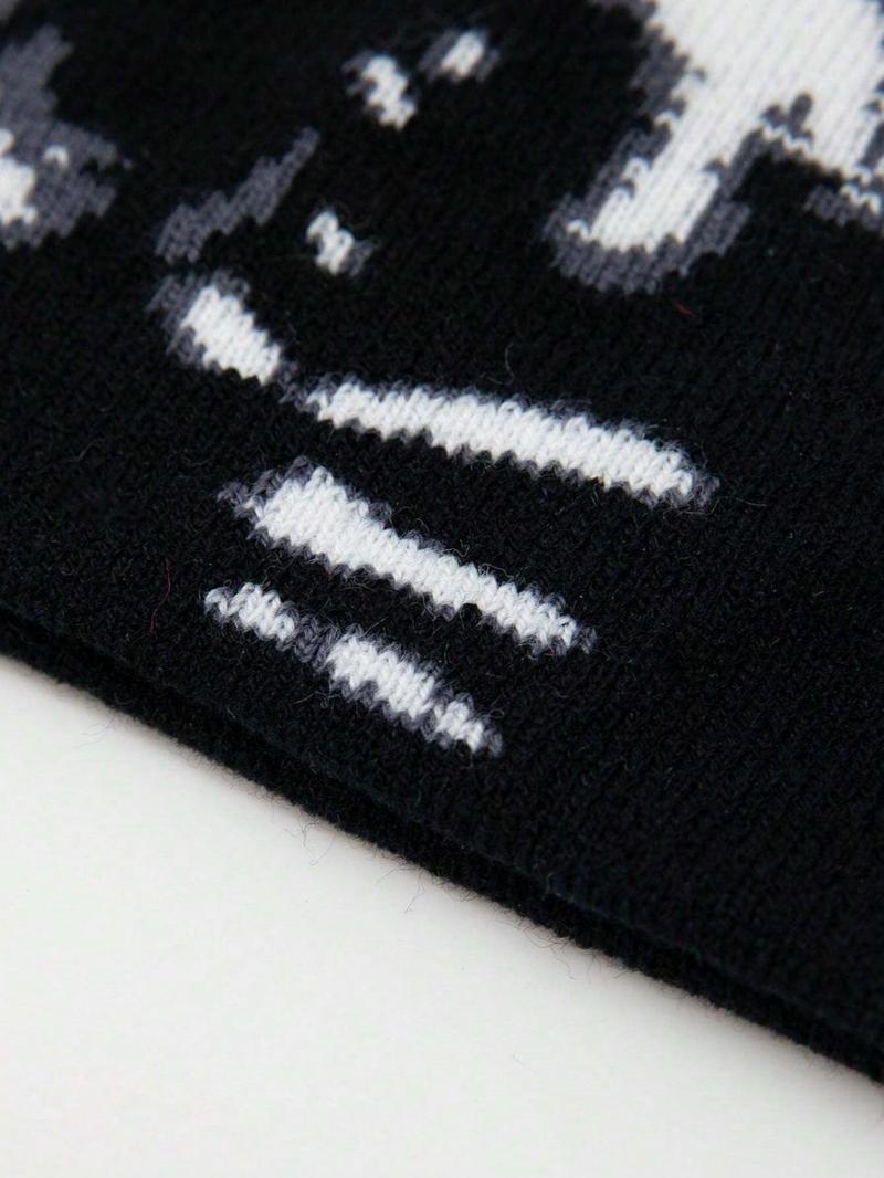 Unisex Colorblock Knitted Beanie Fitted Hat, Casual Outdoor Cycling Beanie Hat for Fall & Winter, Fashion Accessories for Men & Women