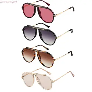 4 Pack Fashion Aviator Eyewear, Classic 70s Retro Silhouette, Metal Frames Matched with Plastic Parts, Premium UV400 Protection, Stylish Women's Accessories for Hangouts, Trips and Summer Outdoor Moments