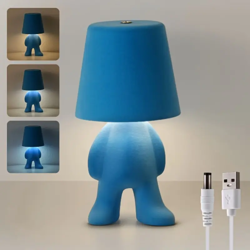 Colorful Cartoon Plush Doll Desk Lamp, Decorative Mood Lamp, Adjustable Three Light Colors, Touch Switch, Portable Rechargeable, Bedroom Nightlight, Living Room Decor, Valentine's Gift
