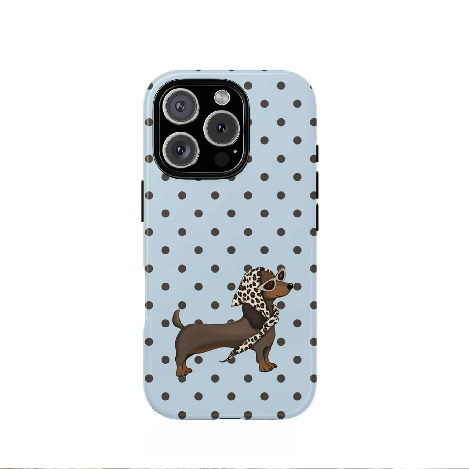 Dachshund & Polka-Dot 2-in-1 Smartphone Case - Durable, Shock-Absorbing, Glossy Handheld Cellphone Protection for iPhone 17-11/X & Samsung Devices, Ideal Holiday Gift for Friends/Family, Casing