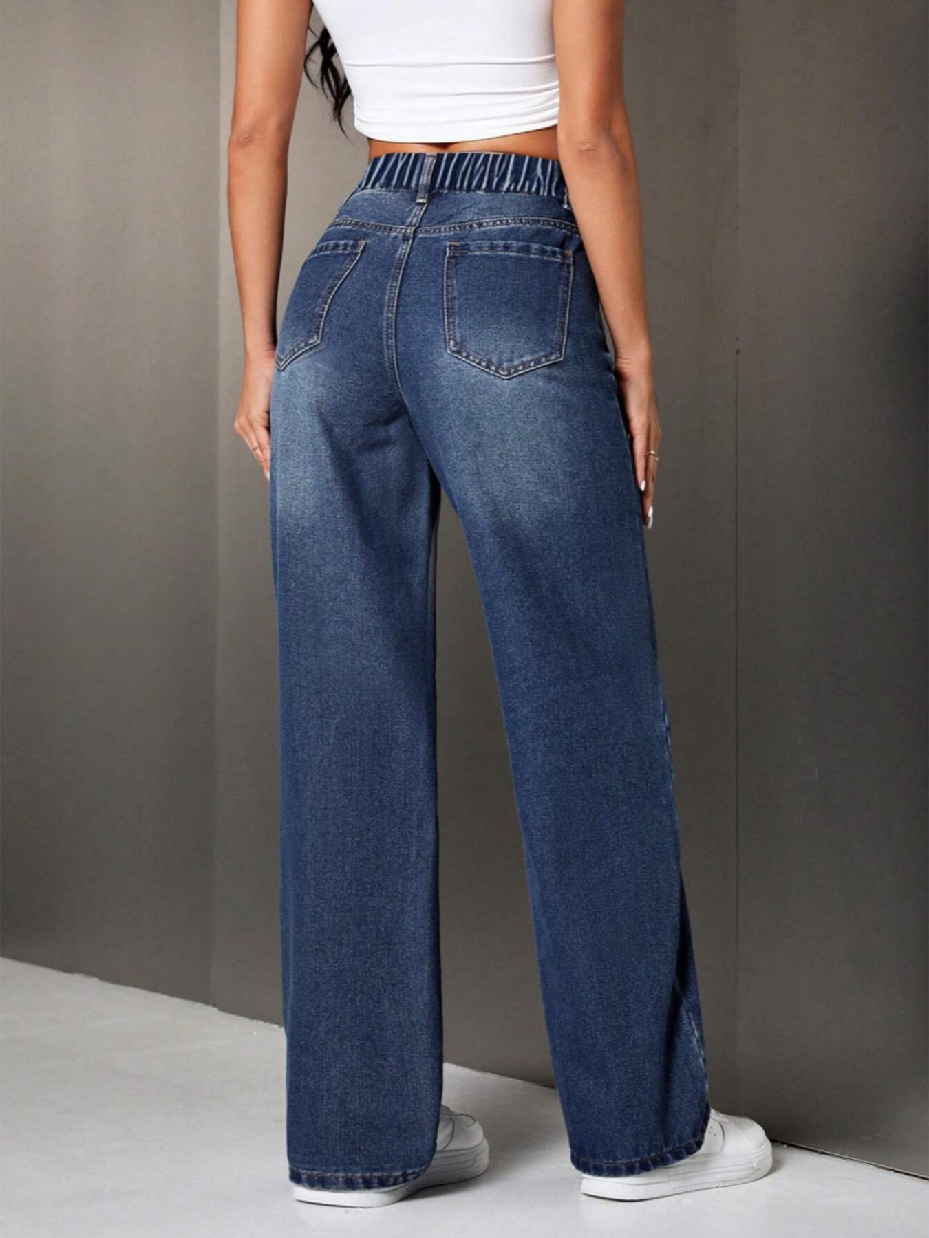 Women's Wide Leg Jeans, Fashionable Casual Denim Jeans for Daily Wear, Women Trousers for All Seasons, Denim Clothing