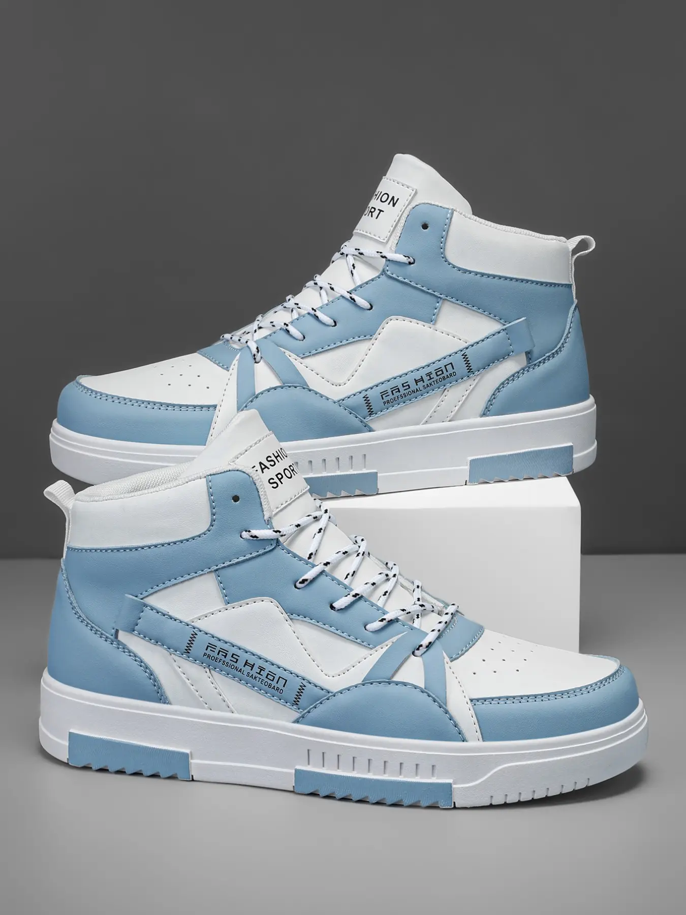 Men's Classic Fashion Letter Pattern Lace-Up Casual Sports Shoes, Outdoor Breathable Daily Wear High-Top Running Shoes