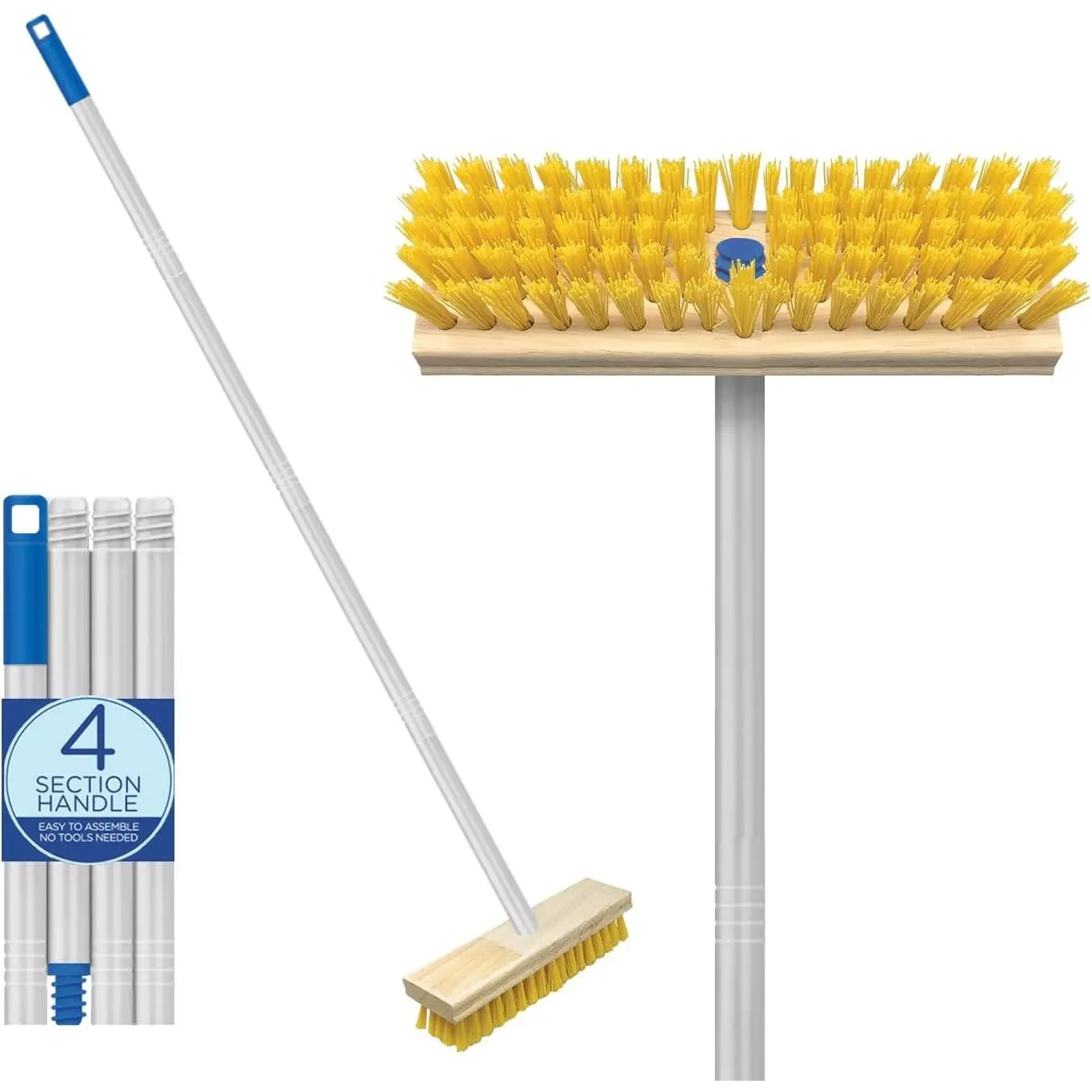 Handheld Outdoor Scrub Brush & Broom, Durable Bristles for Dirt, Grime, Grout, Leaves, Snow Removal, Works on Patios, Decks, Wet & Dry Use, 1 Count