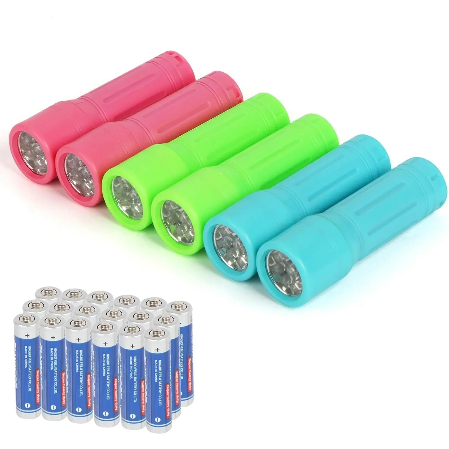 9-LED Mini Flashlight 6-Pack, Small Multicolor Flashlights with Lanyard, 18 AAA Batteries Included, Hurricane Supplies, Christmas Stocking Stuffers