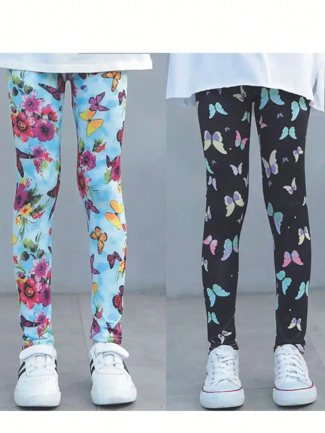 Kids Butterfly Print Leggings, Cute & Whimsical Style, Stretchy High Waist, Buttery Soft Fabric, Non-See-Through, for Toddlers & Girls
