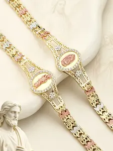 1 Piece Tri-Color Copper Religious Bracelet, Saint Jude & Our Lady of Guadalupe Charm Bangles, Catholic Believers' Faith Jewelry, Perfect Daily Prayers&Christmas Gifts São Jude e Nossa Senhora de Guadalupe Pulseira de Fé de Charme Religioso
