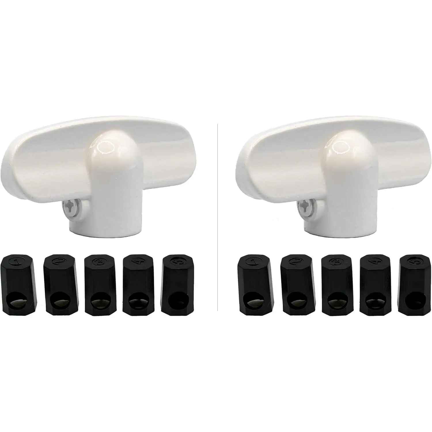 Window Operator Tee Handle,Casement Window Crank Handles, H 1-1/8" to L 2-3/8" (White) Fit 5 Different Sized spindles(Pack of 2)