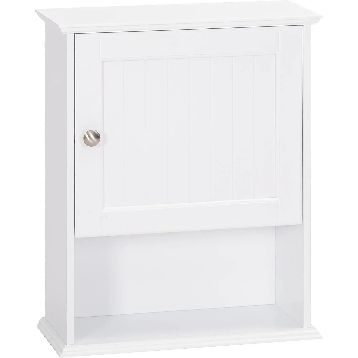 Bathroom Wall Cabinet Over Toilet, Small  Cabinet, White | FSC-Certified , Adjustable Shelf, Single Beadboard Door, Open Bottom Shelf, Compact Wall Storage for Bathroom or Kitchen