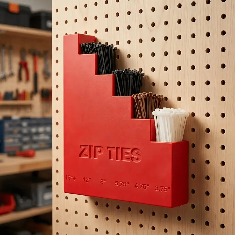 1 storage rack for cable ties, a wall-mounted heavy-duty hook-type cable tie holder, a multi-layer durable hanging rack, used for organizing and storing tools in garages and workshops