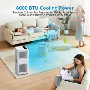 8000 BTU Portable Air Conditioner (ASHRAE) – 3-in-1 Cooling, Dehumidifier & Fan – Quiet, Energy Efficient, Cools up to 300 Sq.Ft – Remote, 24H Timer, Sleep Mode, Window Kit – Style B