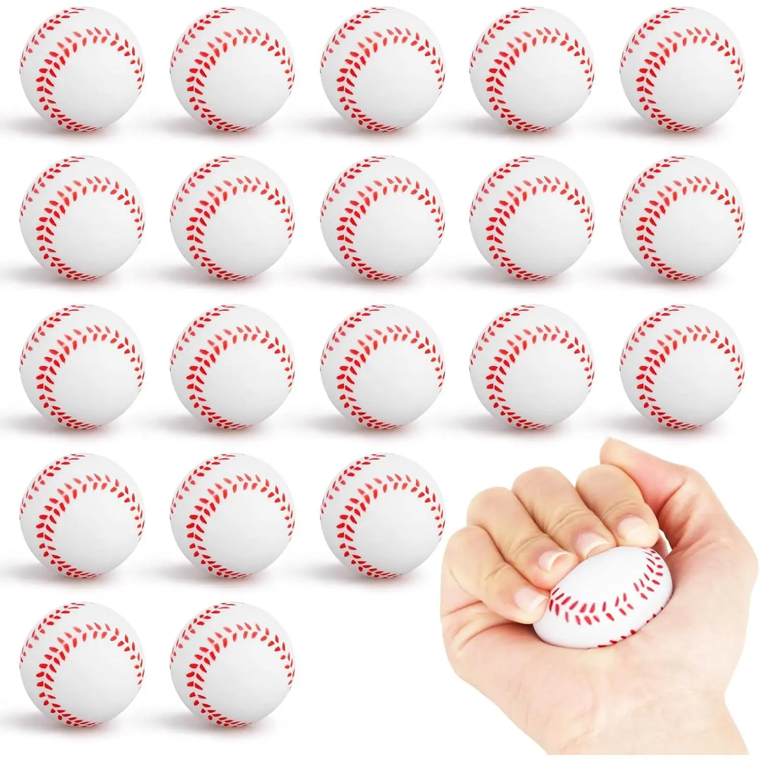 20 Pieces Mini Baseball Stress Balls Baseball Party Favors Foam Sports Balls Small Squeeze Anxiety Bulk Toy Ball for Kids Birthday Party, School Reward Carnival Party Suppliesfidget toys