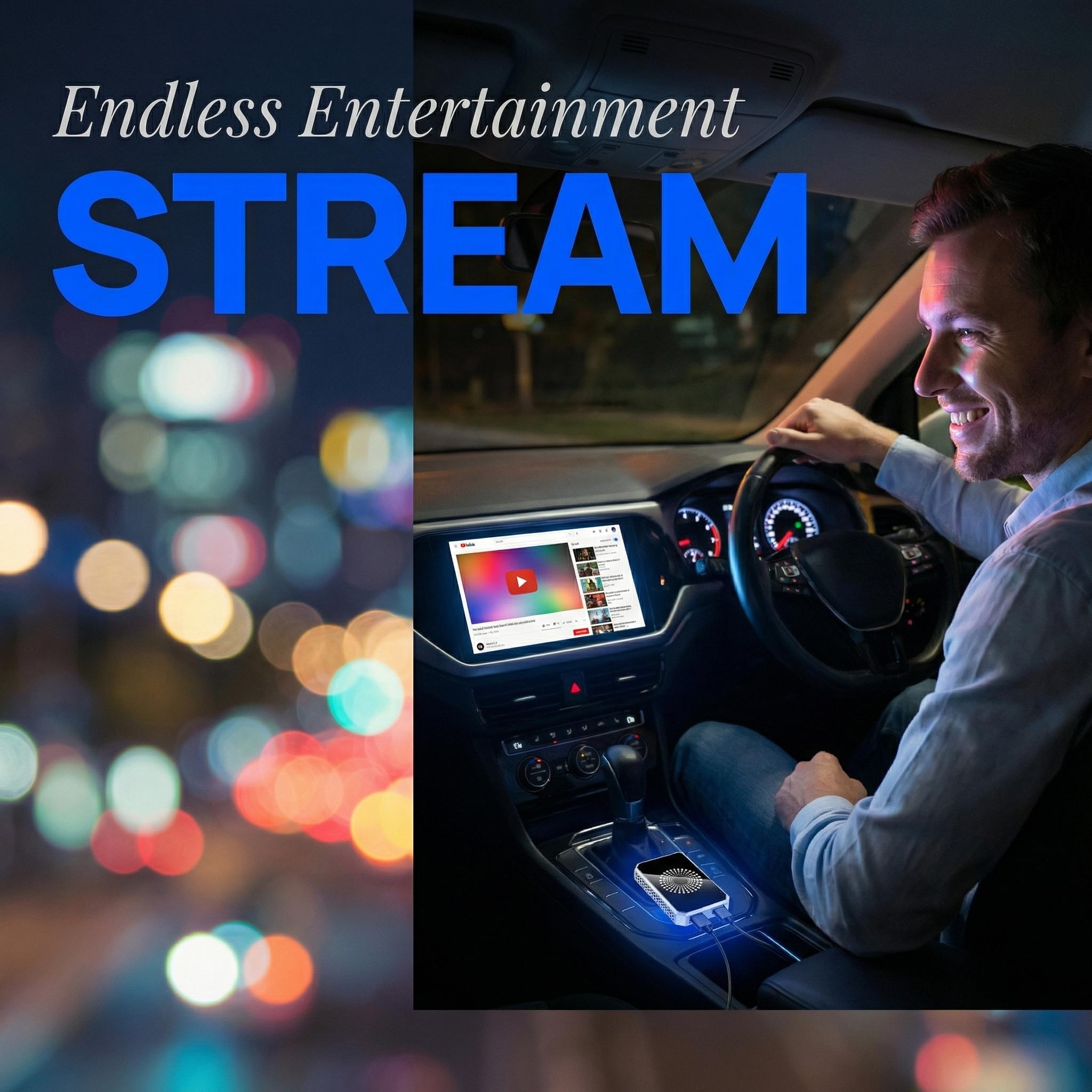 Wireless CarPlay Adapter with Android| Convert Wired to Wireless, Stream Netflix, YouTube & TikTok, Plug & Play for CarPlay & Android Auto Cars (Not for Tesla/BMW/Porsche)