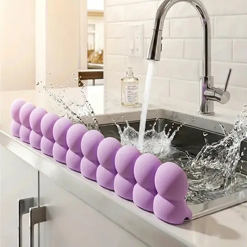 20-Inch Silicone Sink Splash Guard, Modern Bubble Shape Kitchen Utility Faucet Splash Pad with Strong Suction Cups, Easy-to-Clean Water Catcher & Countertop Protector for Daily Use, Ideal Home/Bathroom Gadget Gift