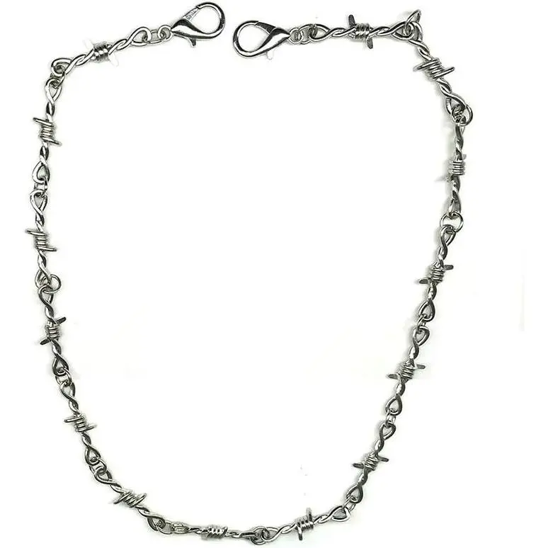 Punk Thorns Necklace Metal Chain Safety Obtuse Padlock Flame Necklace Hiphop Rock  for Men
