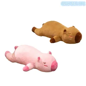 Cute cartoon Kapibara long-shaped pillow, brown soothing and soft comfort pillow, ideal for calming sleep, alleviating anxiety, and providing companionship with leg-holding support. Perfect for Valentine’s Day gifts, birthdays, and holiday presents.