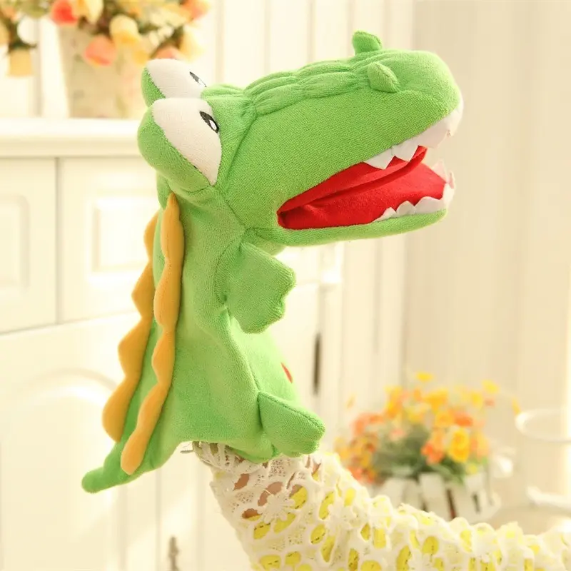Cartoon Triangular Dinosaur Hand Puppet Soft Stuffed Plush Toy, Interactive Parent-Child Doll, Kids Companion, Birthday Gift, Holiday Gifts