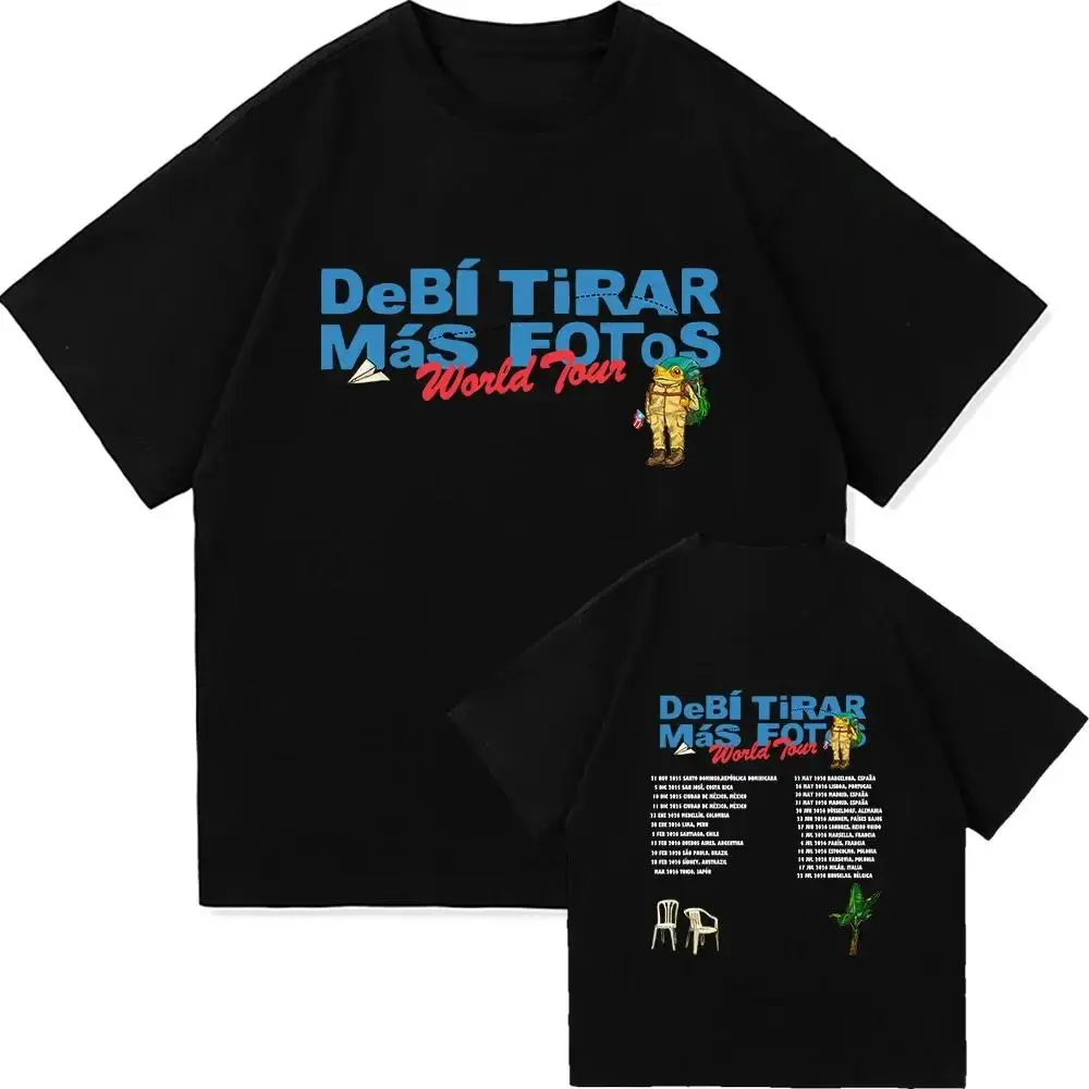 Unisex Short-Sleeve Graphic Top, "DeBí Tirar Más Fotos" Music World Tour Shirt, Vintage Harajuku Frog Graphic Puerto Rico Casual Streetwear Fan Tee, Shortsleeve, Tops, Round Neck, Tshirt, Crew Neck, Fade Resistant, Double Sides