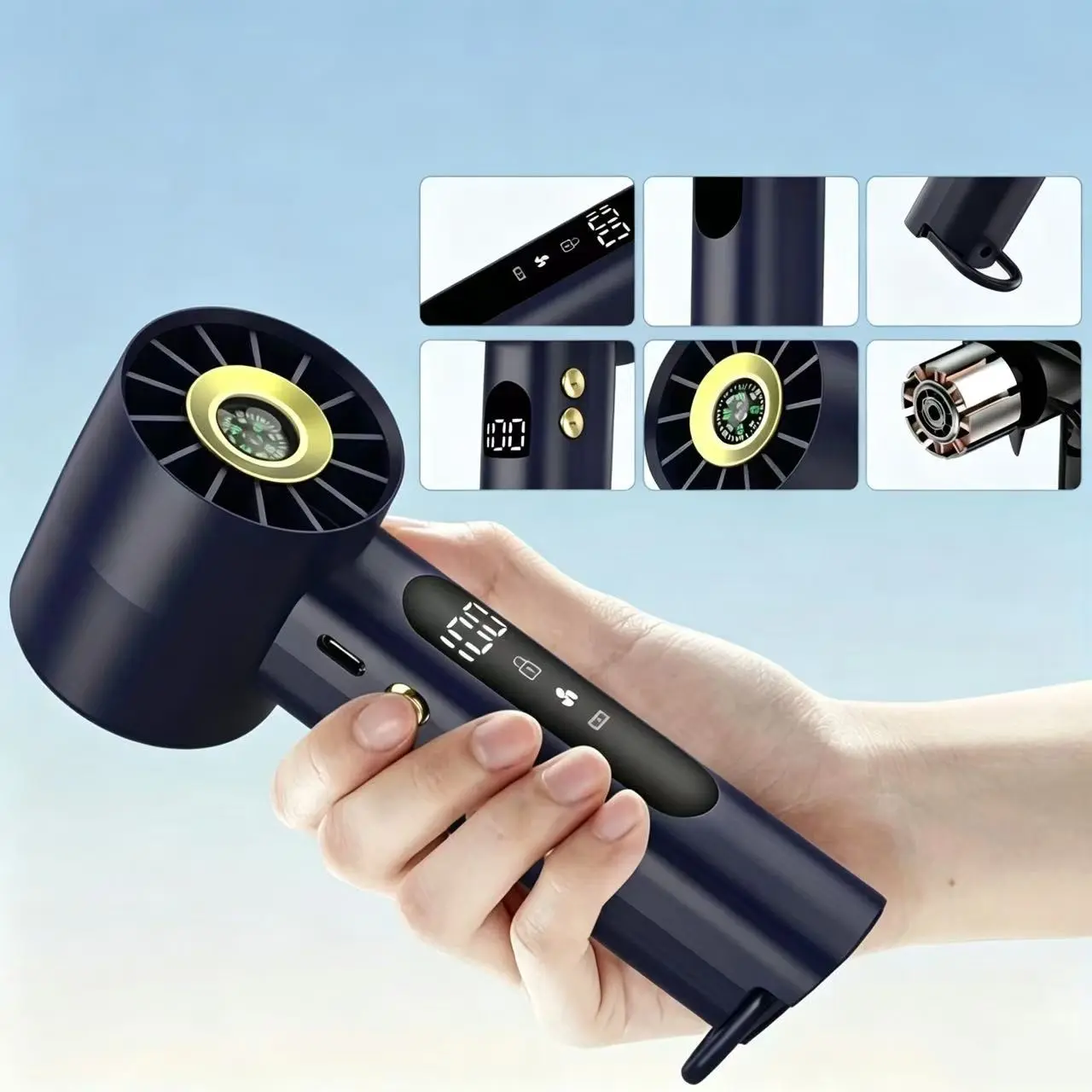 Portable Handheld Fan, Battery Operated Fans, Cordless Rechargeable Fan, USB Rechargeable Fan with Speed Adjustment Function, Mini Fan with Digital Display Screen, Cooling Fan, Suitable for Home and Outdoor Use