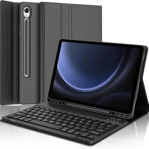 Wireless Detachable Keyboard Folio Case Portable Compatible with Samsung Galaxy Tab S7/S8/S9 (11") / Tab S9 FE S10 FE (10.9"), Multi-Angle Flip Protective Shell with S Pen Storage Holderer