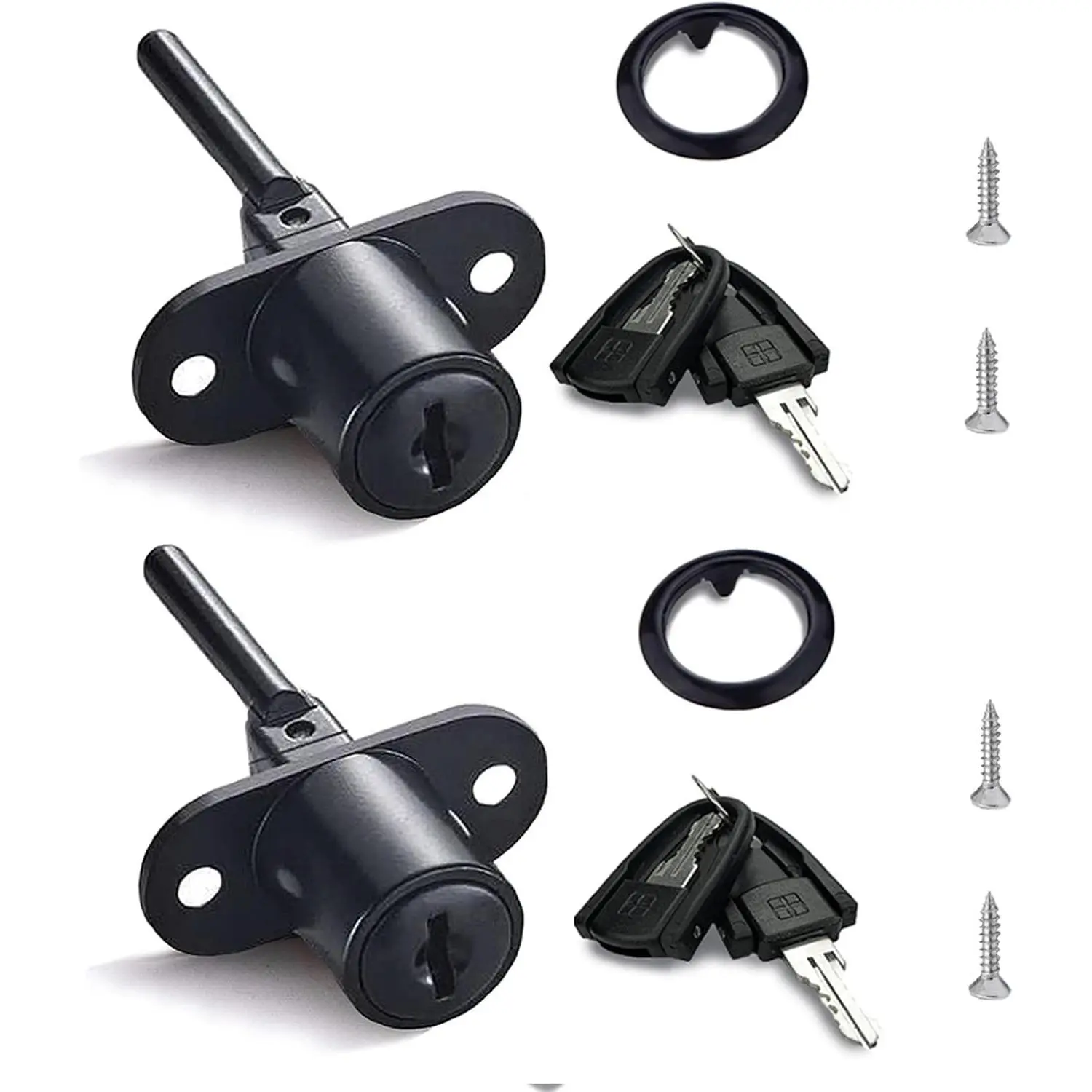 XIEHE 288 Zinc Alloy 16mm Black Drawer Locks with Key, 2 Pack Filing Cabinet Replacement Locks for Desk Wardrobe Furniture Locker Showcase, Child Safety Cabinet Locks with 2 Keys