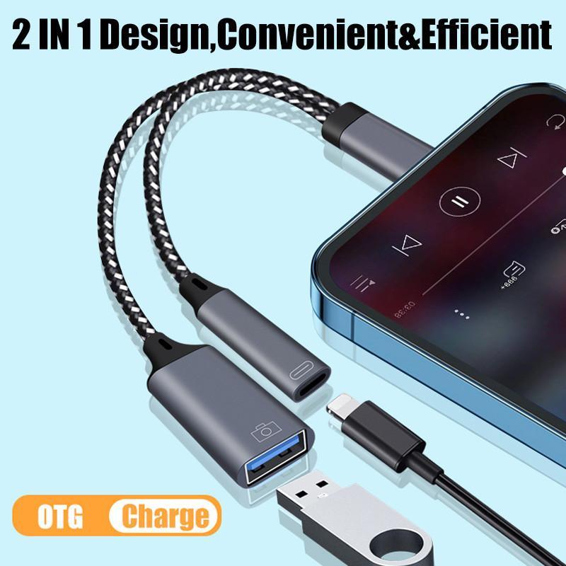 2-in -1 OTG multi-function adapter, suitable for ios and Android, one-in-two interface, multi-function adapter