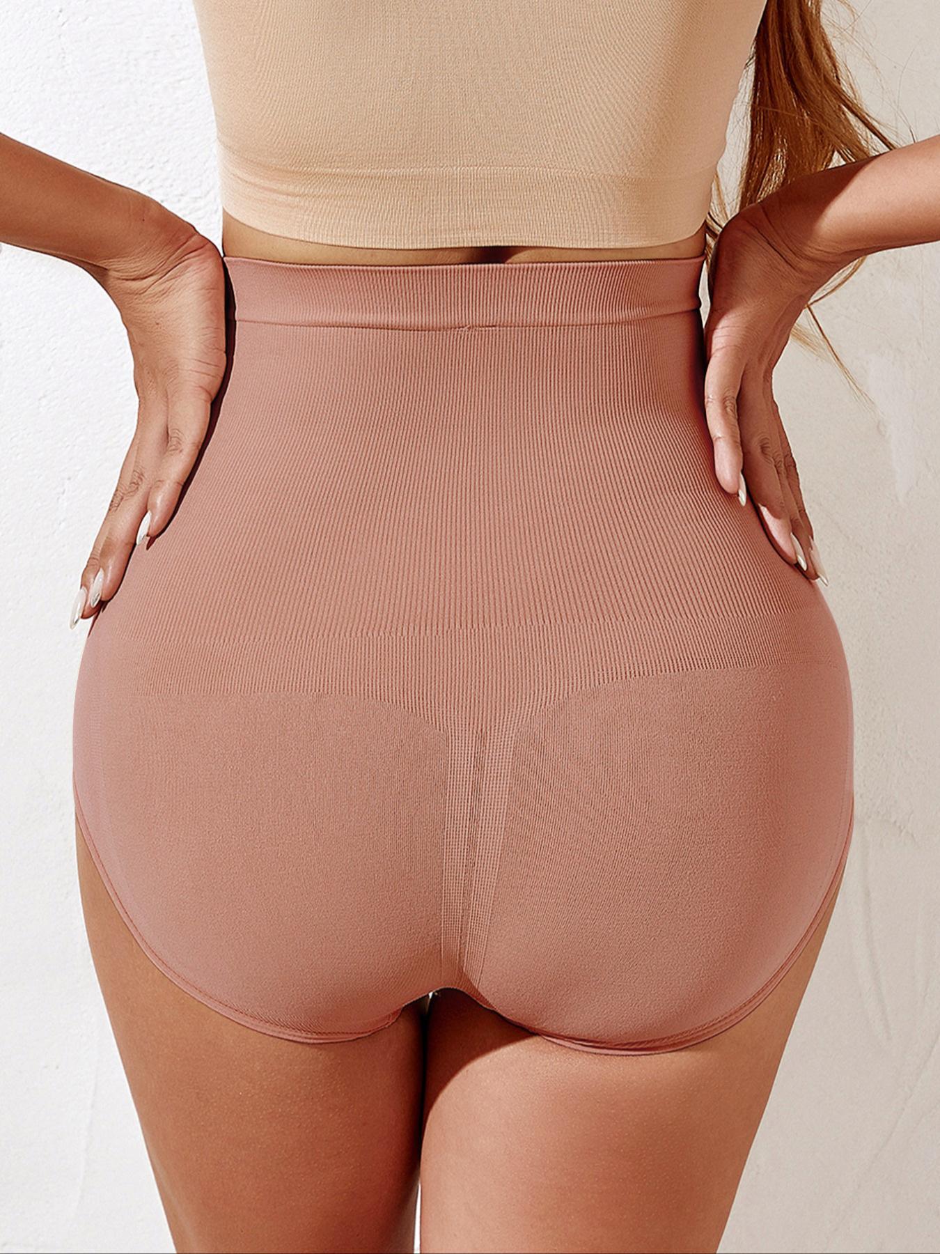 Women's Solid High Waist Shapewear Panty, High Waisted Seamless Soft Fit Panty, Tummy Control Butt Lift High Stretch Seamless Shaper, Ladies Shapewear Bottoms