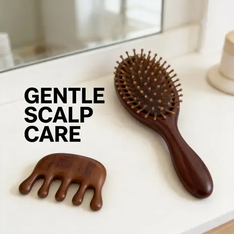 Wooden Anti-static Hair Comb & Scalp Massage Comb Set, Comb Type, 2 Counts/set Sandalwood Heatless Hair Styling Tool, Hairdressing Combs, Straight & Curl Hair Comb, Brush
